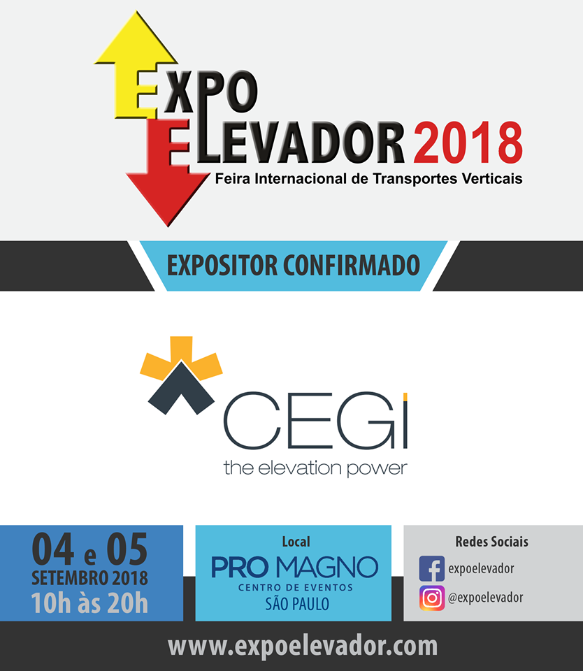 CEG Innova será expositor de ExpoElevador 2018 que se celebrará en Brasil los días 4 y 5 de septiembre
